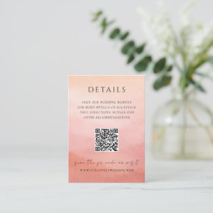 Moderne Korallen-Küsten-Chic-Elegante-QR-Code-Hoch Begleitkarte