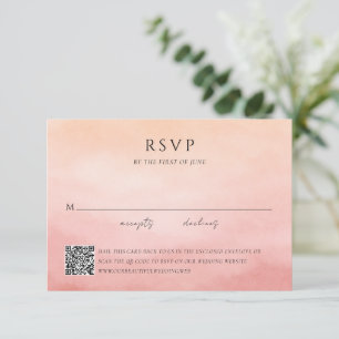 Moderne Korallen-Küsten-Chic-Elegante-QR-Code-Hoch RSVP Karte