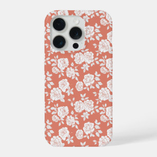 Moderne Korallen-Rosa Weiße Blumige Musterung iPhone 15 Pro Hülle