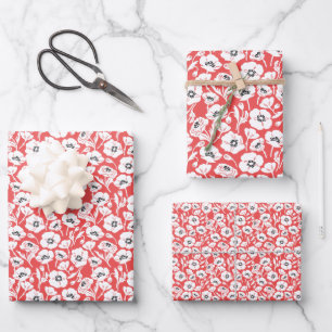 Moderne Korallenflora Geschenkpapier Set