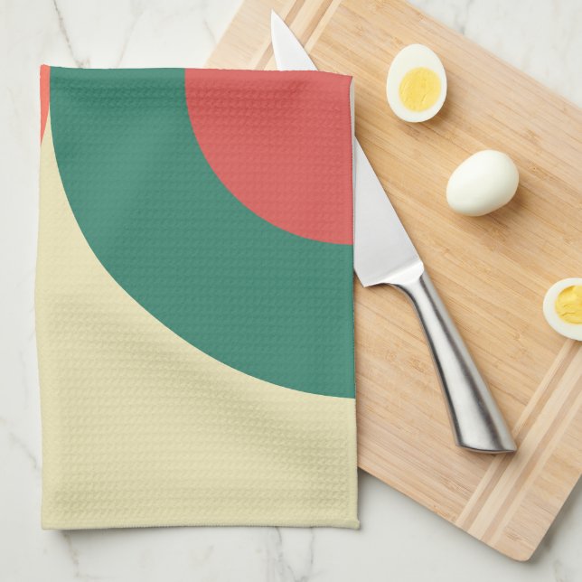 Moderne Korallenminze aus dem Mittelalter Geschirrtuch (Viertel Falte)