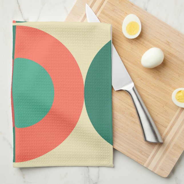 Moderne Korallenminze aus dem Mittelalter Geschirrtuch (Viertel Falte)