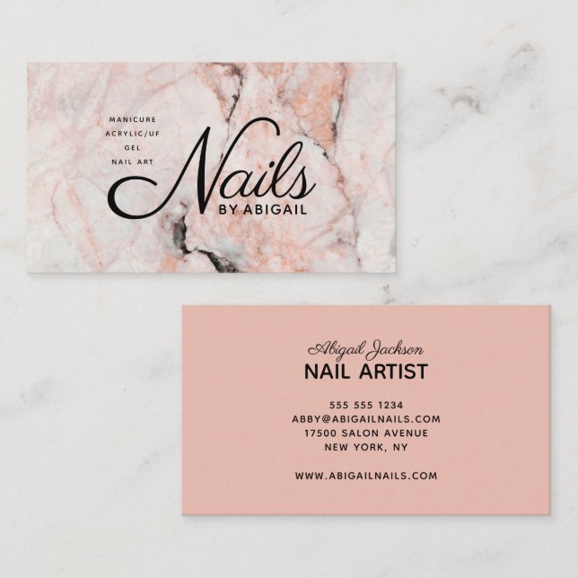 Moderne Korallennadel-Rose nach dem Motto "Name"  Visitenkarte (Vorne/Hinten)