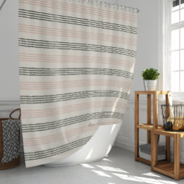 moderne Korallenpräche Sage Green Stripe Boho Duschvorhang