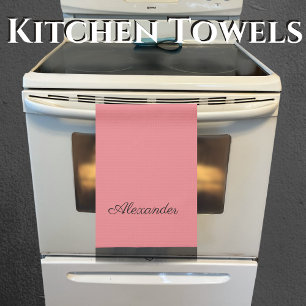 Moderne Korallenvorlage, schwarze Schrift Geschirrtuch