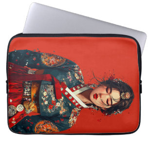 Moderne koreanische Frau im Hanbok-Porträt Laptopschutzhülle