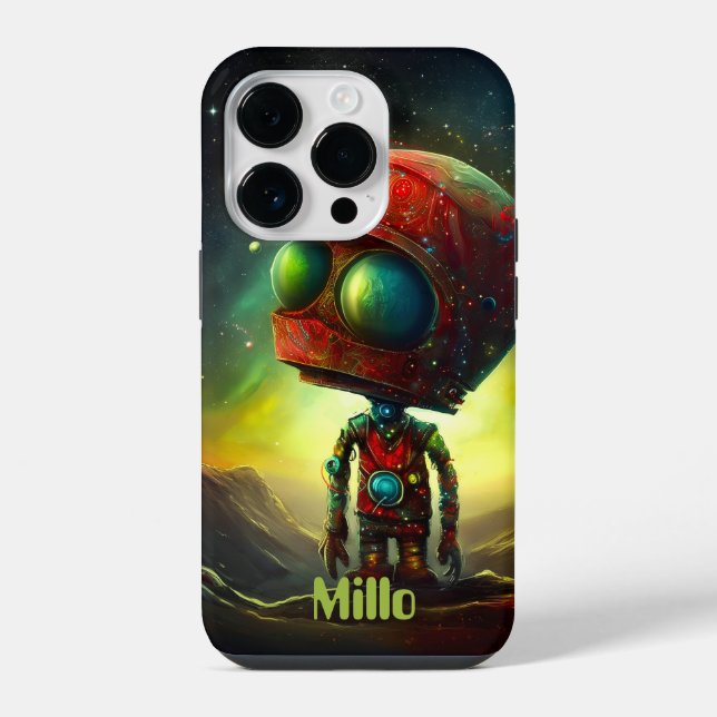 Moderne kosmische Alien Nebula Reise, Mit Monogram iPhone Hülle (Rückseite)