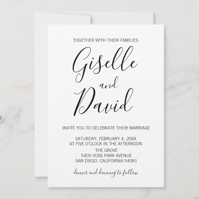 Moderne Kraft Script Hochzeitseinladung Einladung (Vorderseite)