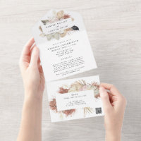 Moderne Kranken Pampas Grass QR CODE Hochzeit