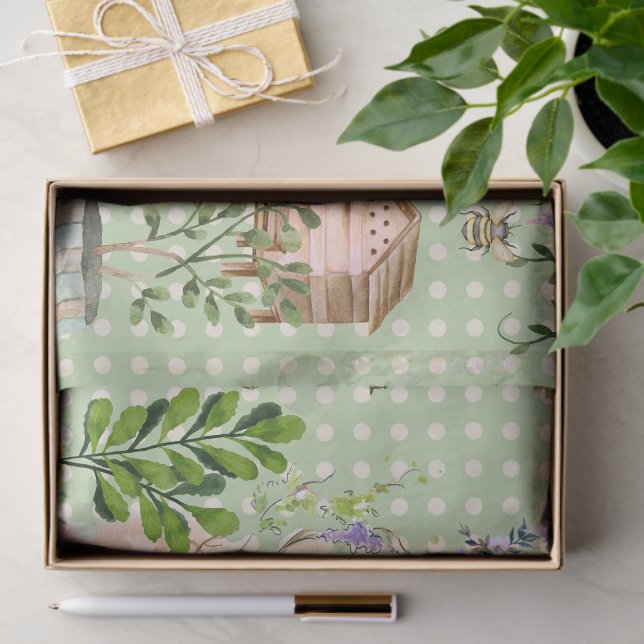 Moderne Krapbuchhintergrund Grünflächen Collage Seidenpapier (Geschenk)