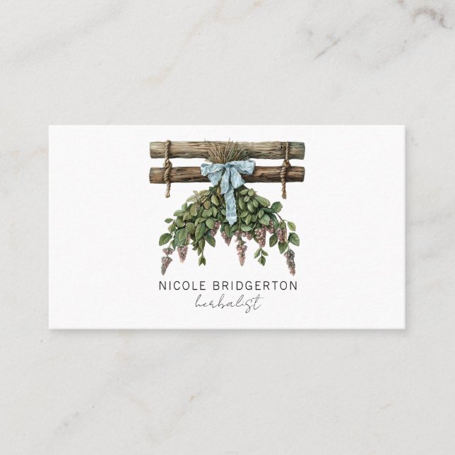 Moderne Kräuter-Pflanze mit Kräutern Wasserfarbe Visitenkarte (Vorderseite)