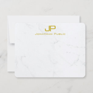 Moderne kreative Monogramm-Gold-Weißmarmor-Trendy Mitteilungskarte