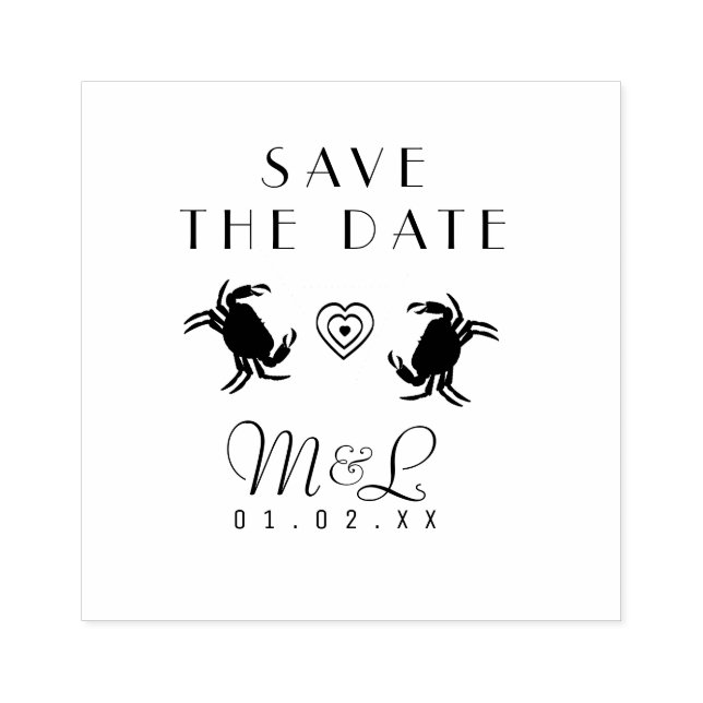 Moderne Krebse Save the Date Design Briefmarke Gummistempel (Prägung)