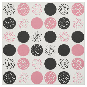 Moderne Kreis-Punkt-weißes schwarzes rosa Gewebe Stoff