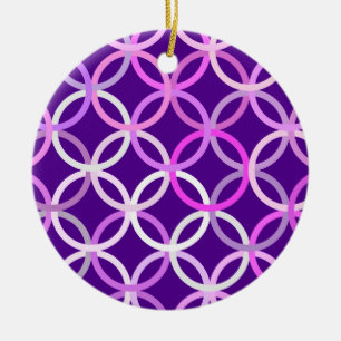 Moderne Kreise, Amethyste und Orchideen des Mittel Keramikornament