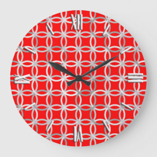 Moderne Kreise aus dem Mittelalter, tiefrot und gr Große Wanduhr