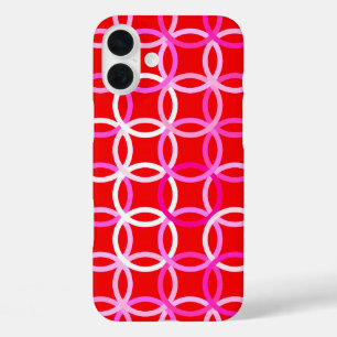 Moderne Kreise, dunkelrot und rosa iPhone 16 Plus Hülle