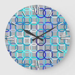 Moderne Kreise, Grau, Blau und Weiß der Mitte des Große Wanduhr