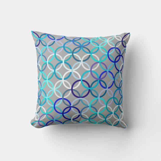 Moderne Kreise, Grau, Blau und Weiß der Mitte des Kissen (Vorderseite)