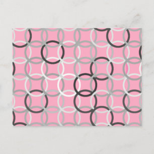 Moderne Kreise, korallenrosa und grau aus der Mitt Postkarte