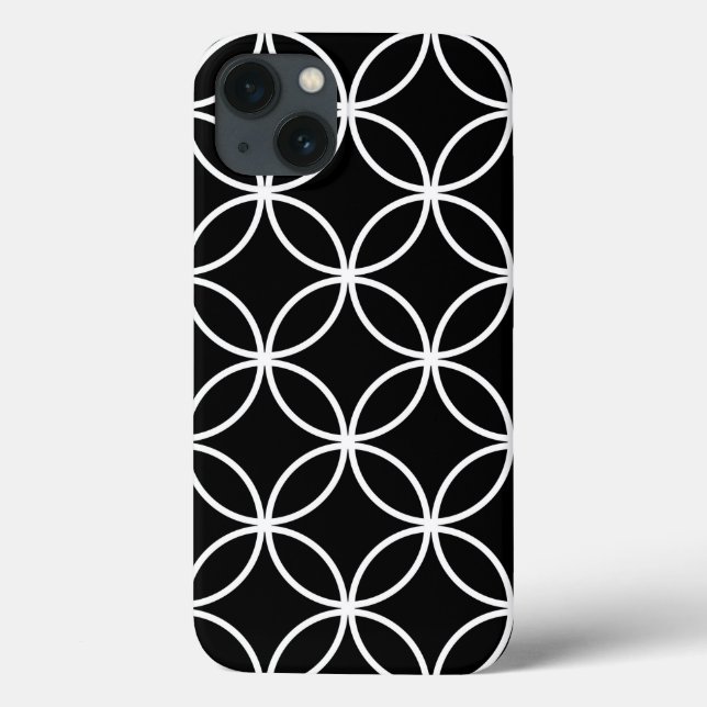 Moderne Kreise Muster Schwarz-Weiß Case-Mate iPhone Hülle (Rückseite)