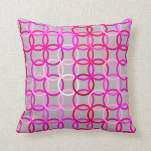 Moderne Kreise, Rosa, Magenta und Grau der Mitte Kissen