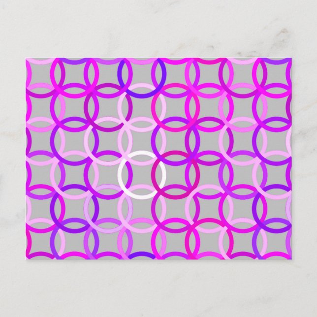 Moderne Kreise, rosa, violett und grau Postkarte (Vorderseite)