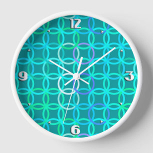 Moderne Kreise, türkis und aqua Wanduhr