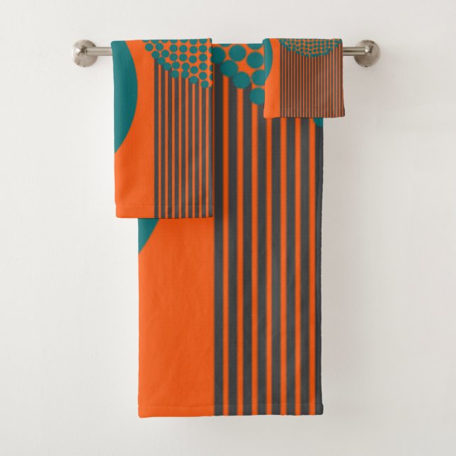 Moderne Kreise und Linien des Mitteljahrhunderts Badhandtuch Set (Insitu)