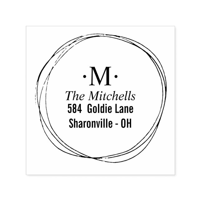 Moderne Kreise Wreath Monogramm-Adresse Permastempel (Design)