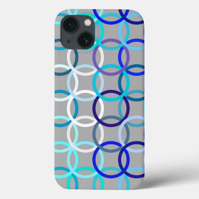 Moderne Kreisen, grau, blau und weiß Case-Mate iPhone Hülle (Rückseite)