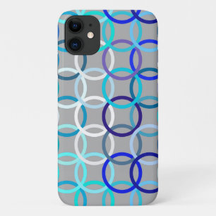 Moderne Kreisen, grau, blau und weiß iPhone 11 Hülle