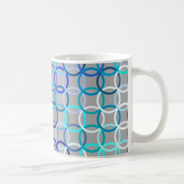 Moderne Kreisen, grau, blau und weiß Tasse (Rechts)