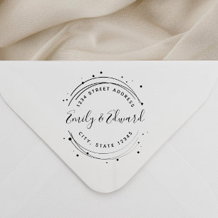 Moderne kreisförmige Kalligrafie-Namen Hochzeitsad Gummistempel