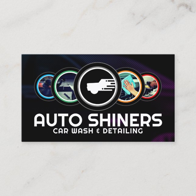 Moderne Kreisrunde Detail Automotive Visitenkarte (Vorderseite)