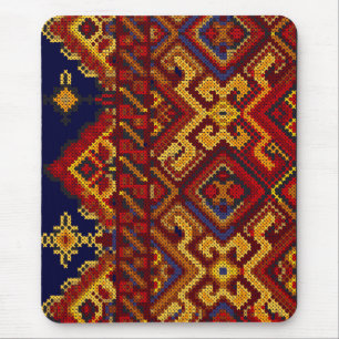 Moderne Kreuzstich-Rot-Gelb-Mauspad Mousepad