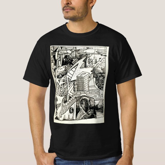 "Moderne Kriegsführung" zeichnend T - Shirt (Vorderseite)
