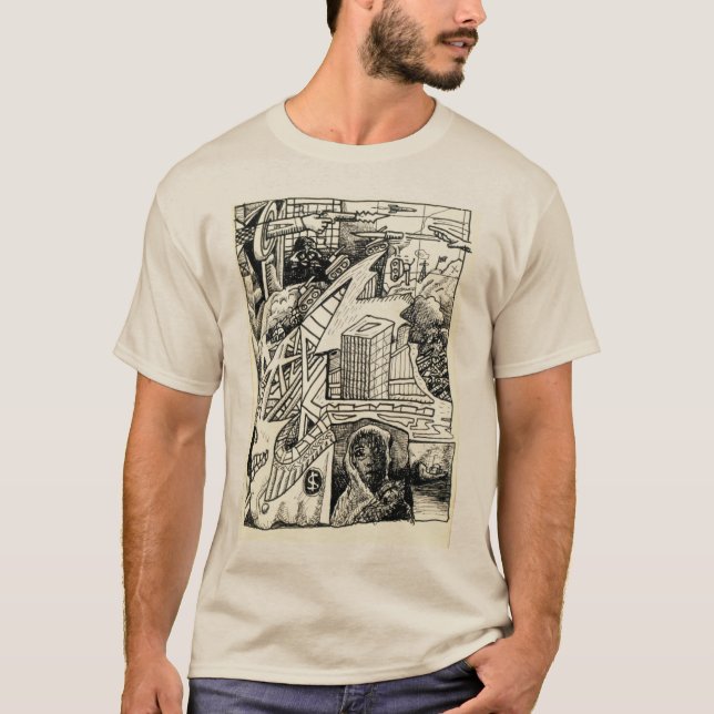 "Moderne Kriegsführung" zeichnend T - Shirt (Vorderseite)