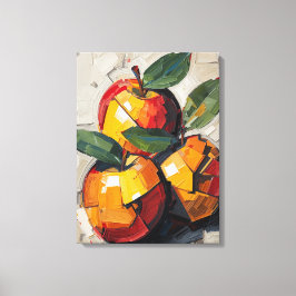 Moderne Kubismus-Apfel-Leinwandkunst – Vibrante Ab Leinwanddruck