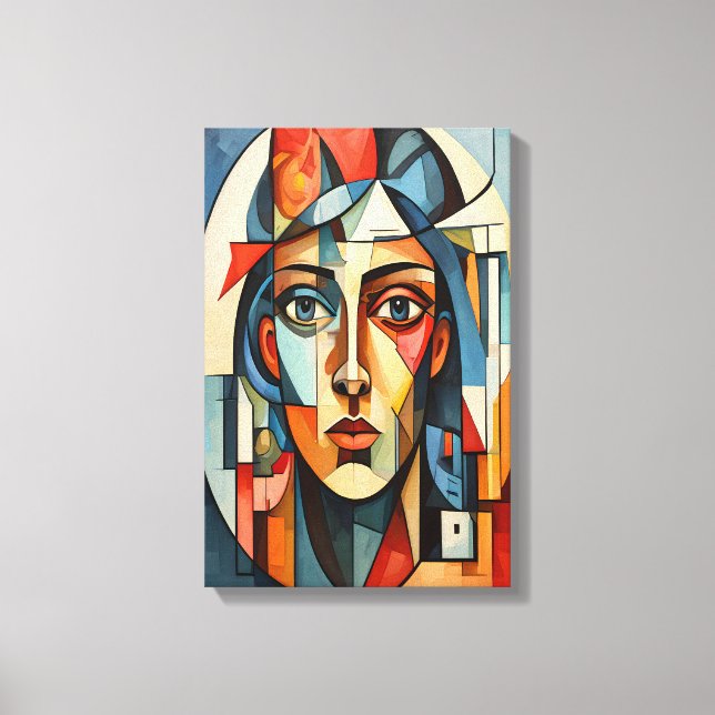 Moderne kubistische Portrait Geometric Wall Art Le Leinwanddruck (Vorderseite)