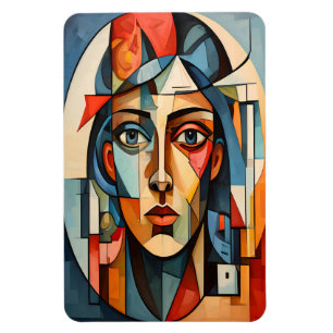 Moderne kubistische Porträt-Geometrie-Kunst Magnet