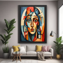 Moderne kubistische Porträt-Geometrie-Poster-Druck