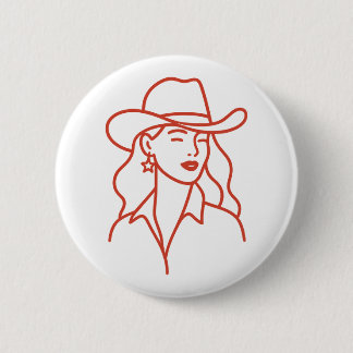 Moderne Kuhgirl-Linienkunst Junggesellinnenabschie Button