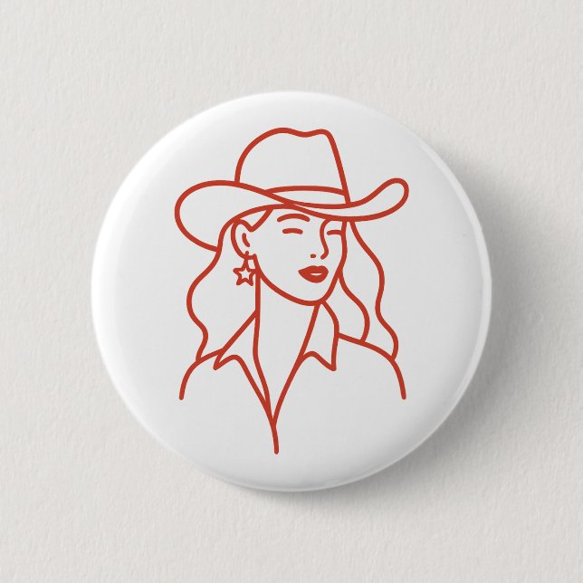 Moderne Kuhgirl-Linienkunst Junggesellinnenabschie Button (Vorderseite)