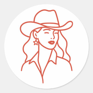 Moderne Kuhgirl-Linienkunst Junggesellinnenabschie Runder Aufkleber
