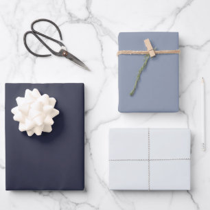 Moderne kühle blaue graue feste Farbtöne einfach m Geschenkpapier Set