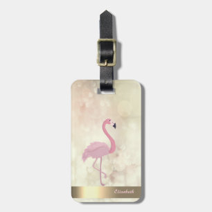 Moderne kühle rosa Flamingos ,Bokeh - Personalisie Gepäckanhänger
