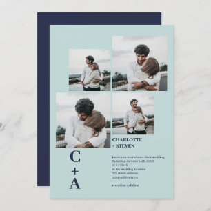 Moderne, kühn blaue Seestreitkräfte 4 Fotos Grid H Einladung