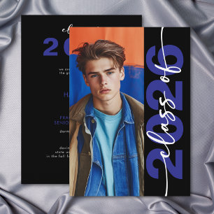 Moderne kühne blaue Typografie-Abschlussankündigun Einladung