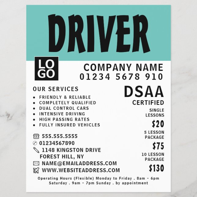 Moderne, kühne Fahrschule, Lehrerwerbung Flyer (Vorne)